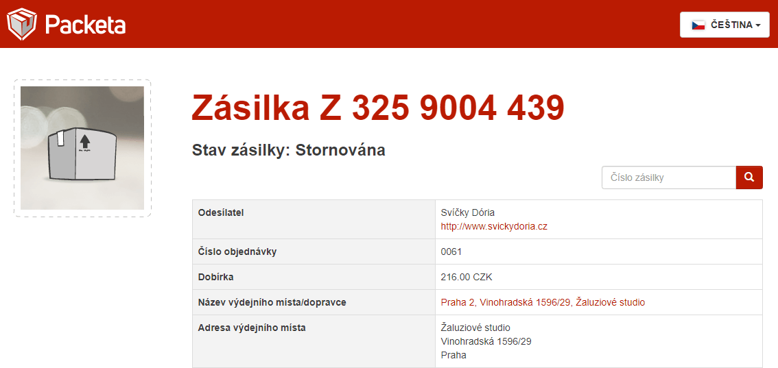 Jazyk sledování zásilky