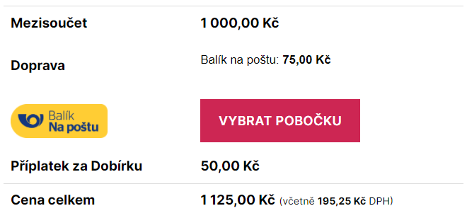 Toret Balík Na poštu - Výběr pobočky