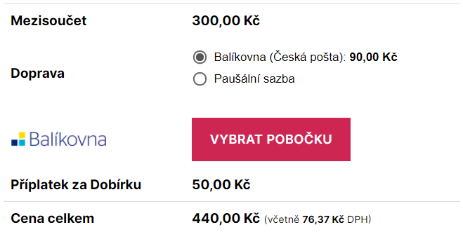 Toret Balíkovna - Výběr pobočky