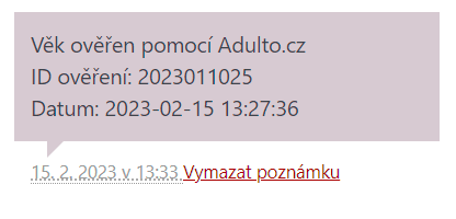 Toret Adulto.cz - Poznámka u objednávky