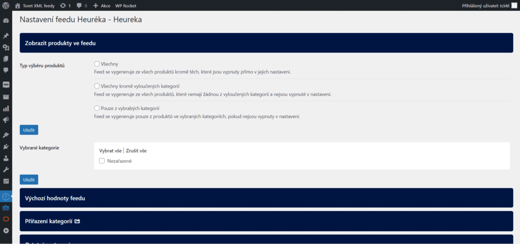 Nastavení generování Heuréka XML feedu ve WooCommerce