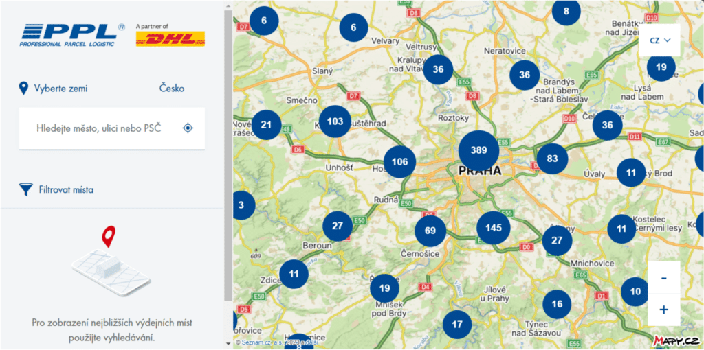 Zobrazení PPL Parcelshop poboček ve WooCommerce pokladně