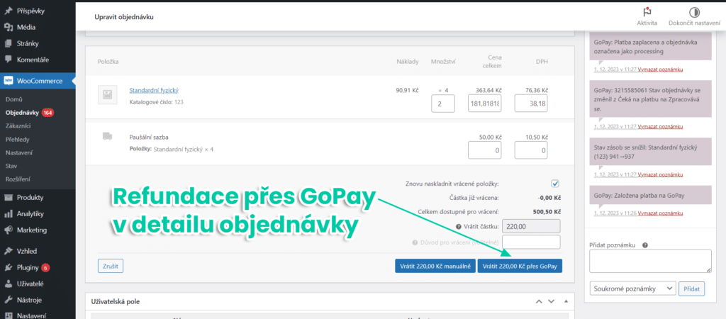 GoPay Inline - nové funkce 11/23