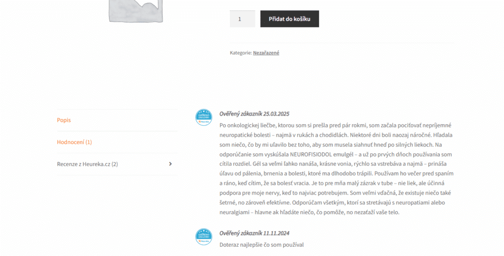 Zobrazení recenzí produktů ze srovnávačů na produktové stránce