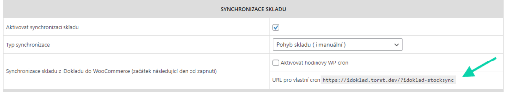 Nový cron najdete v nastavení pluginu iDoklad.