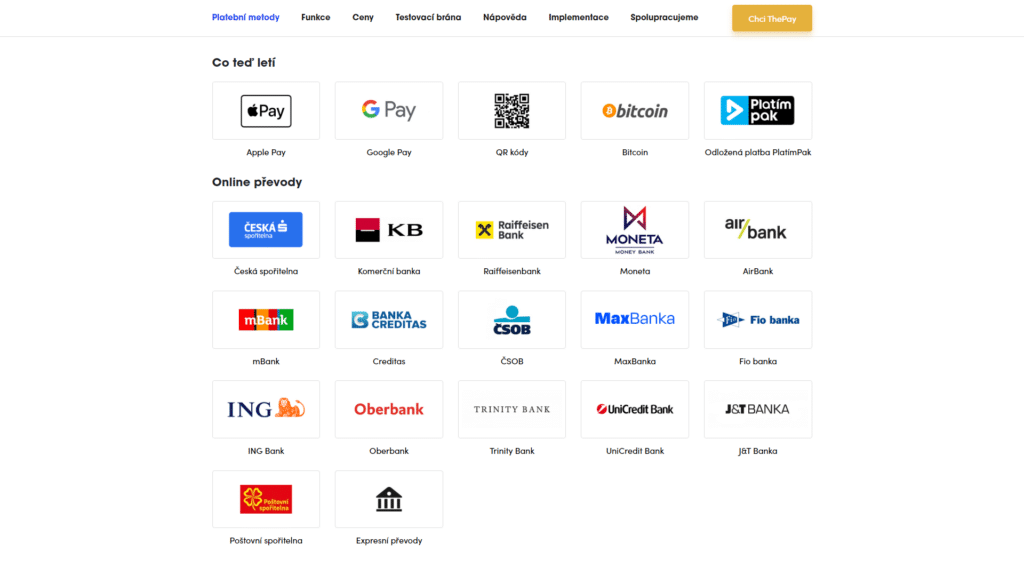 ThePay 2.0 platební metody