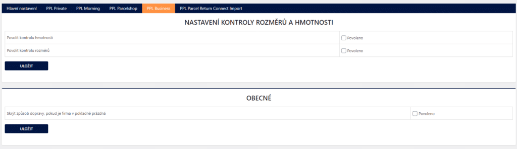 V PPL lze nově skrýt dopravní metodu PPL Business, pokud není vyplněn název firmy