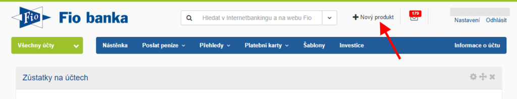 Fio banka – žádost o platební bránu v Internetbankingu