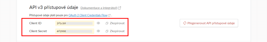 Získání přístupových údajů pro Fakturoid API v3