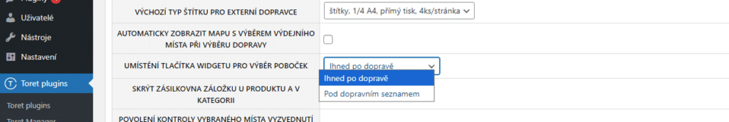 Zásilkovna nabízí nově možnost zvolit umístění tlačítka pro otevření widgetu