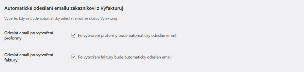 Nastavení automatických e-mailů v pluginu Vyfakturuj