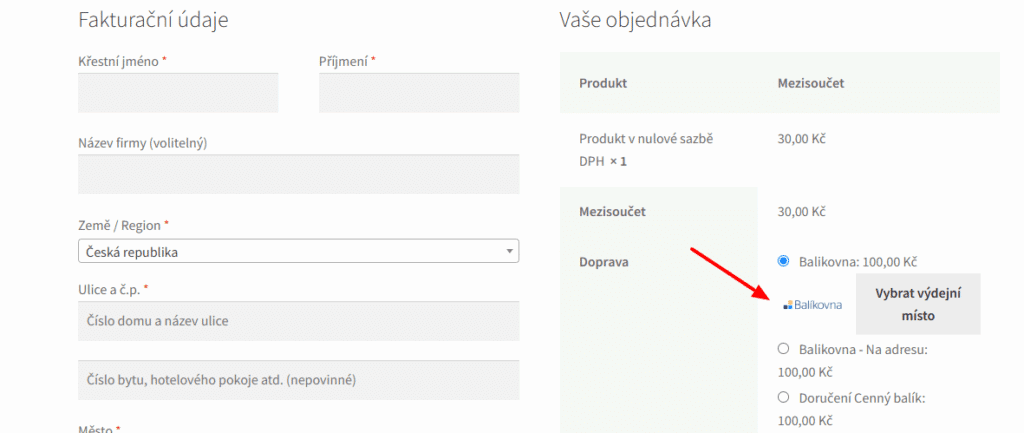 Česká pošta - ikona v pokladně