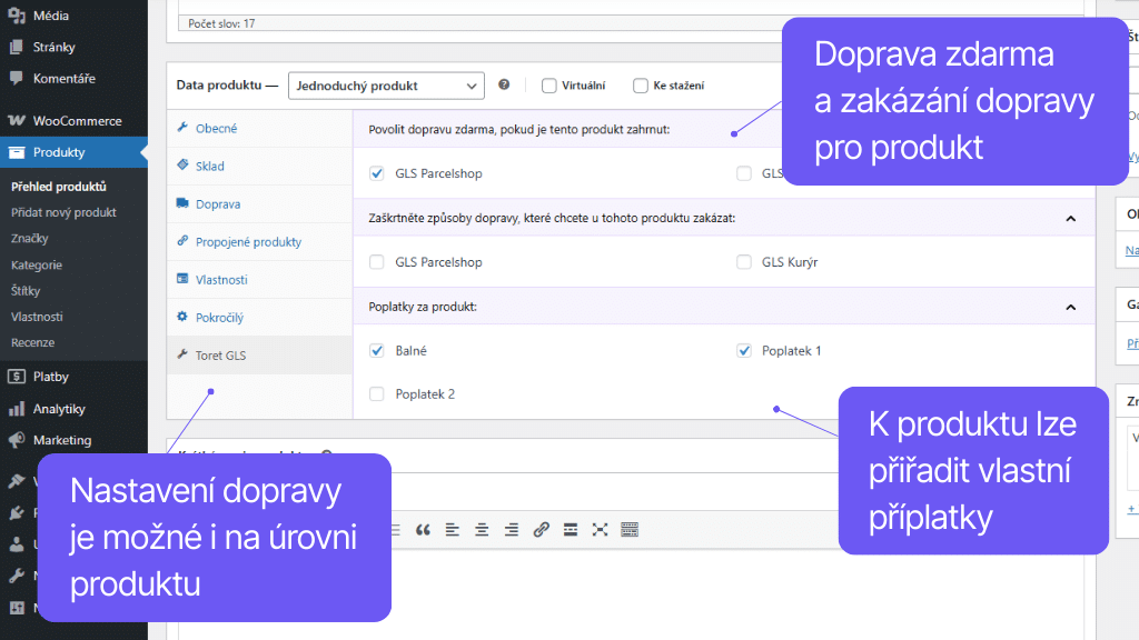 Plugin Toret GLS pro WooCommerce - nastavení dopravy (3)