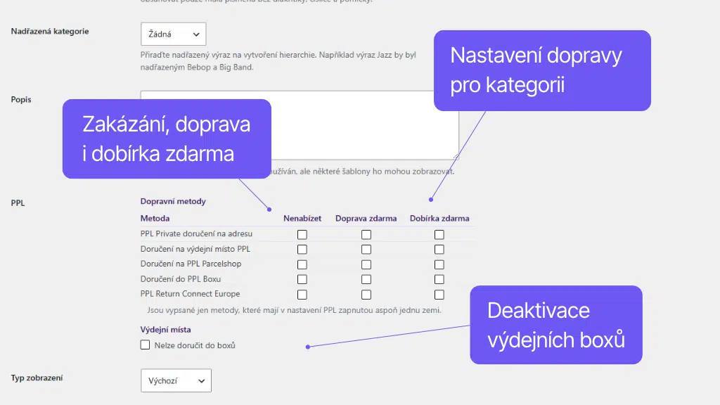 Plugin Toret PPL pro WooCommerce - nastavení dopravy (3)
