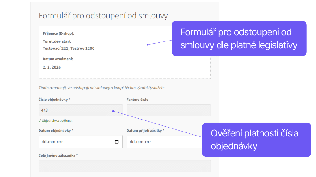 Plugin Toret Toolkit pro WooCommerce - nastavení funkcí podle DSA