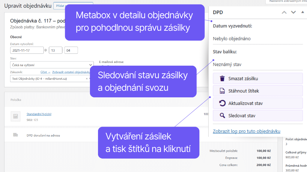 Toret plugin DPD pro WooCommerce - správa zásilek (2)
