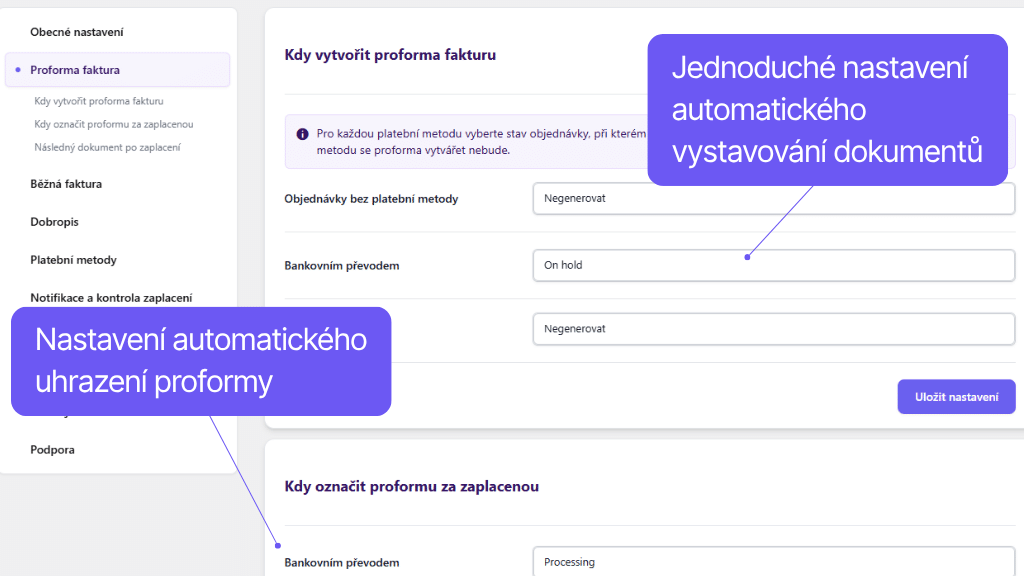 WooCommerce plugin Fakturoid - nastavení automatického vystavování a uhrazování dokumentů