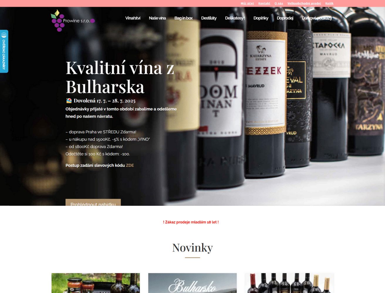 E-shop s bulharskými víny - prowine.cz