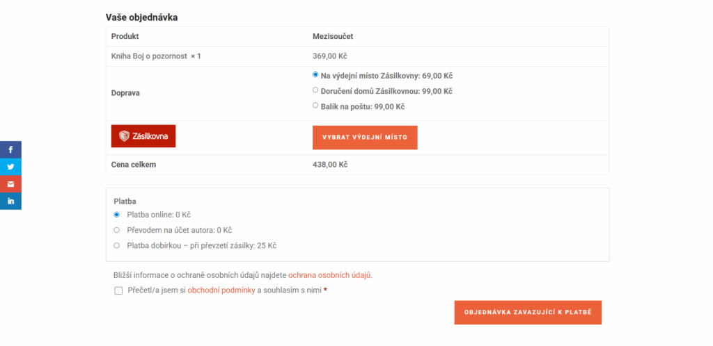 Pokladna e-shopu bojopozornost.cz