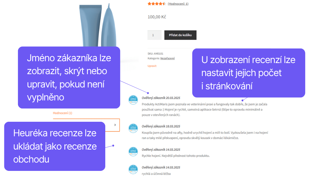 Toret plugin Srovnávače zboží pro WooCommerce - zobrazení recenzí ze srovnávačů na produktové stránce