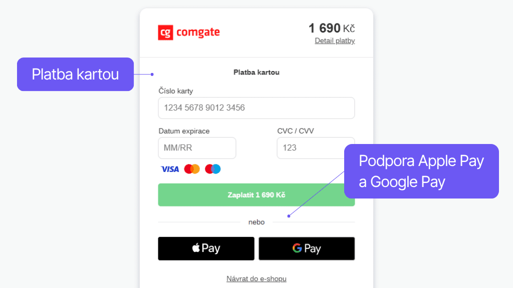 Platební brána Comgate pro WooCommerce - platba kartou