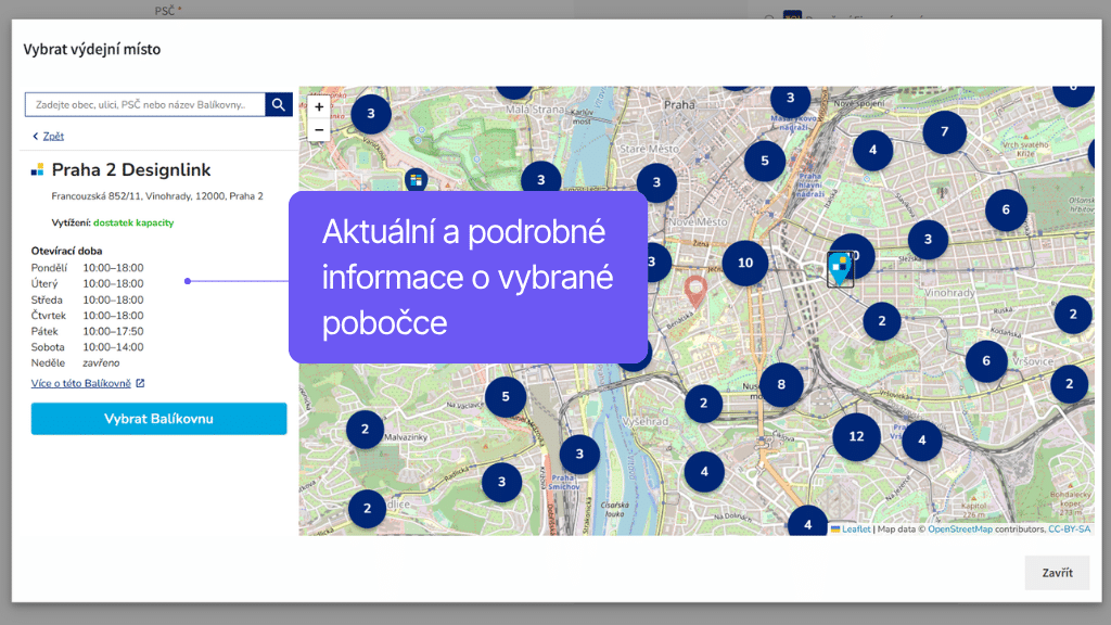 Plugin Toret Česká pošta - widget pro výběr pobočky (2)