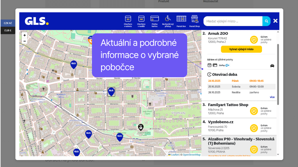 Plugin Toret GLS pro WooCommerce - widget pro pokladnu (2)