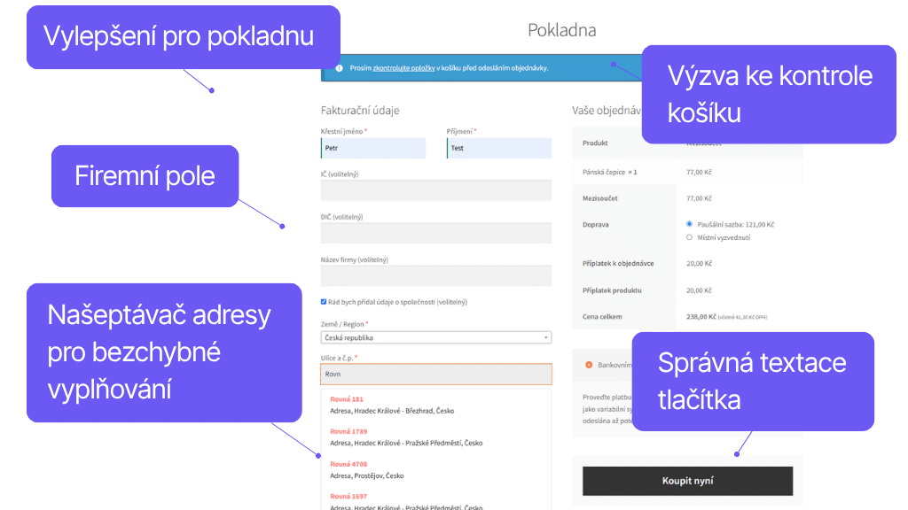 Plugin Toret Toolkit pro WooCommerce - funkce pro pokladnu