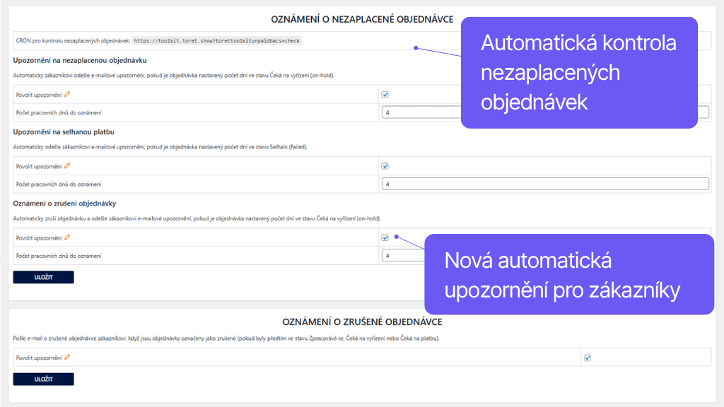 Plugin Toret Toolkit pro WooCommerce - nastavení (2)