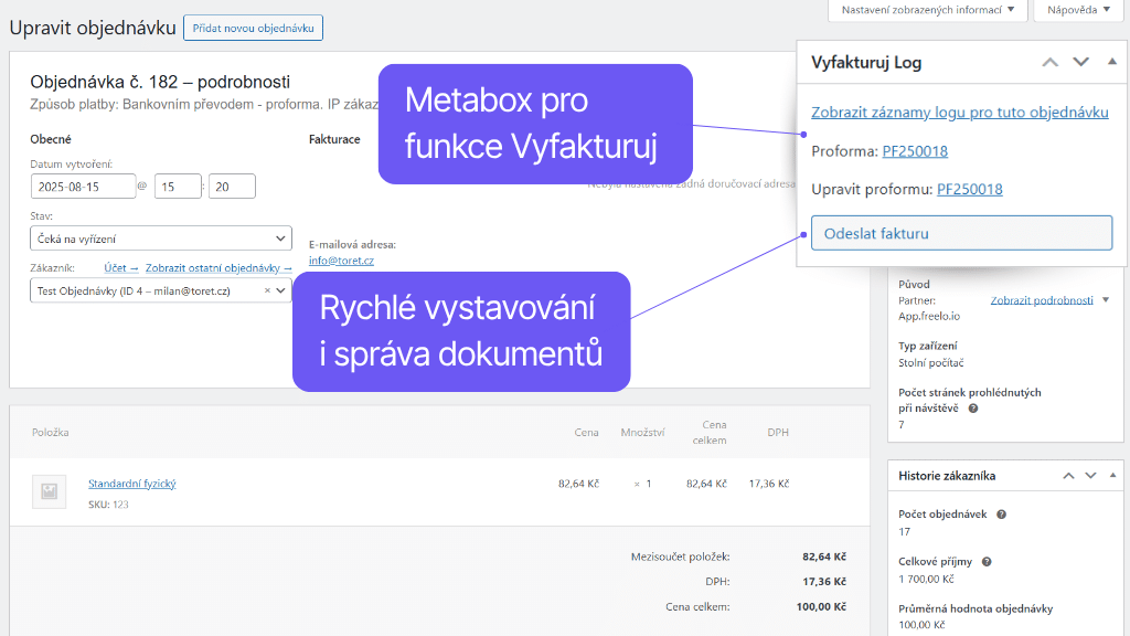 Plugin Toret Vyfakturuj pro WooCommerce - správa objednávek (2)