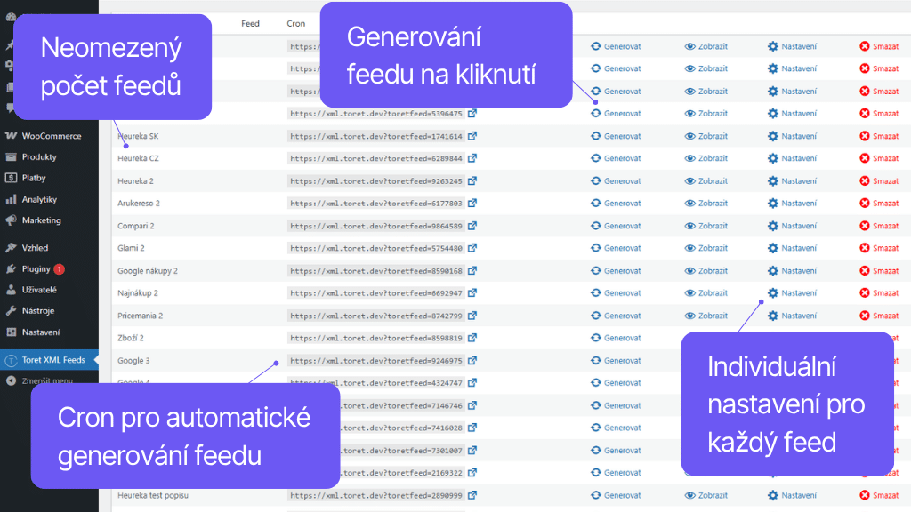 Plugin Toret XML feedy pro WooCommerce - vytváření XML feedů (2)