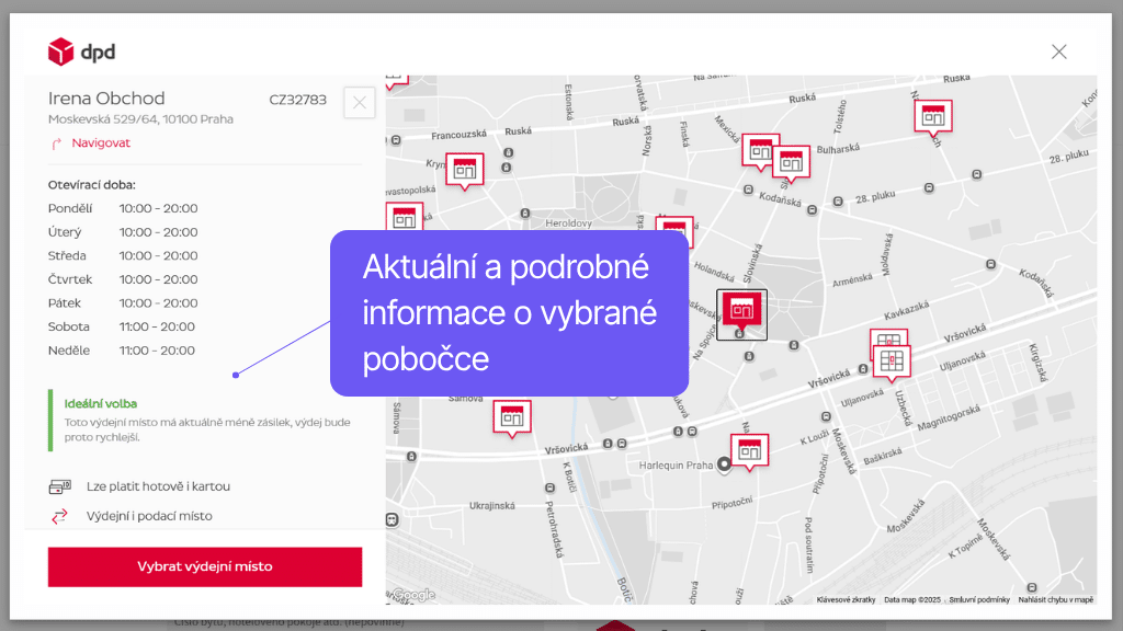 Toret plugin DPD pro WooCommerce - widget s mapou do pokladny (2)