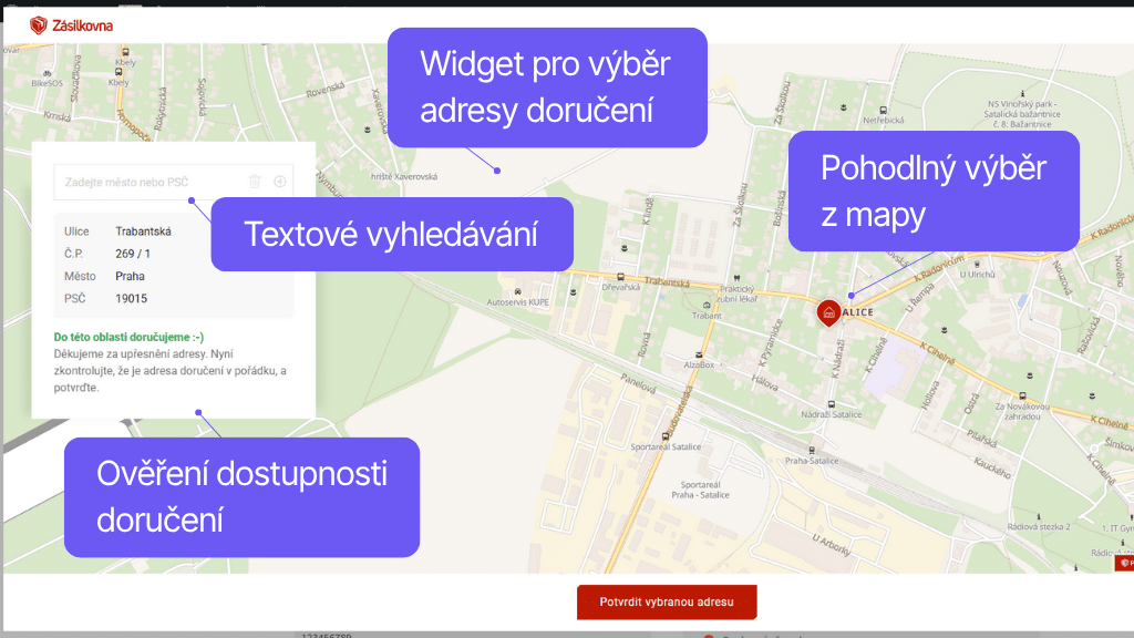 Toret plugin WooCommerce Zásilkovna - widget pro výběr doručovací adresy