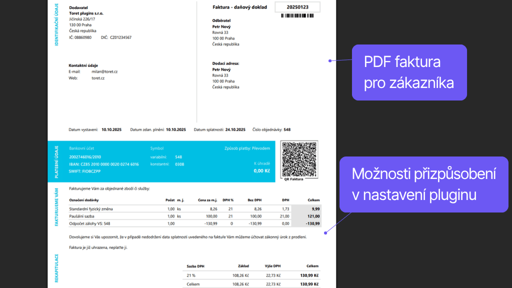 WooCommerce plugin iDoklad - faktura