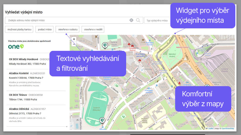 Plugin Toret One by Allegro pro WooCommerce - widget s mapou