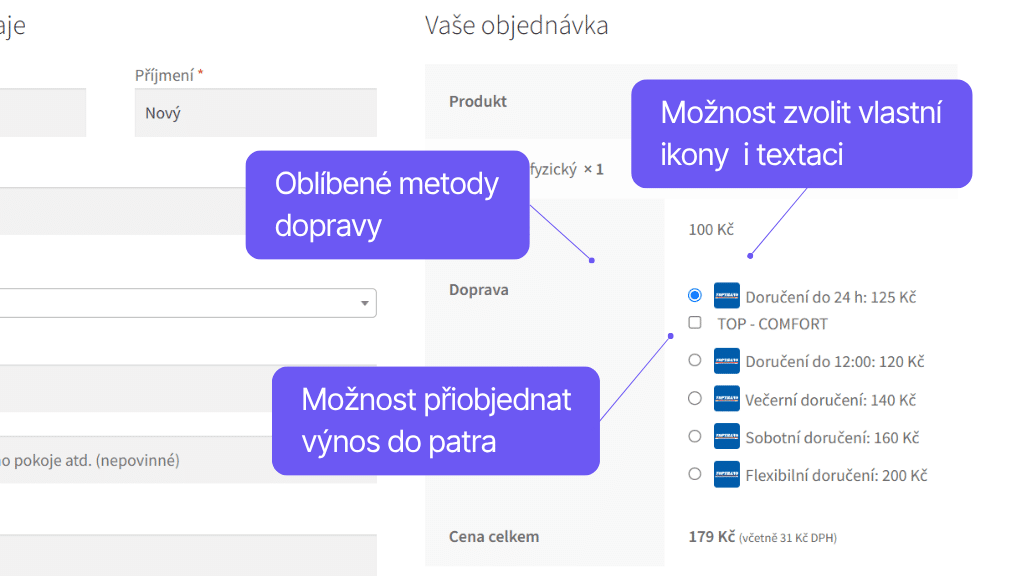 Plugin Toret TOPTRANS pro WooCommerce - zobrazení v pokladně