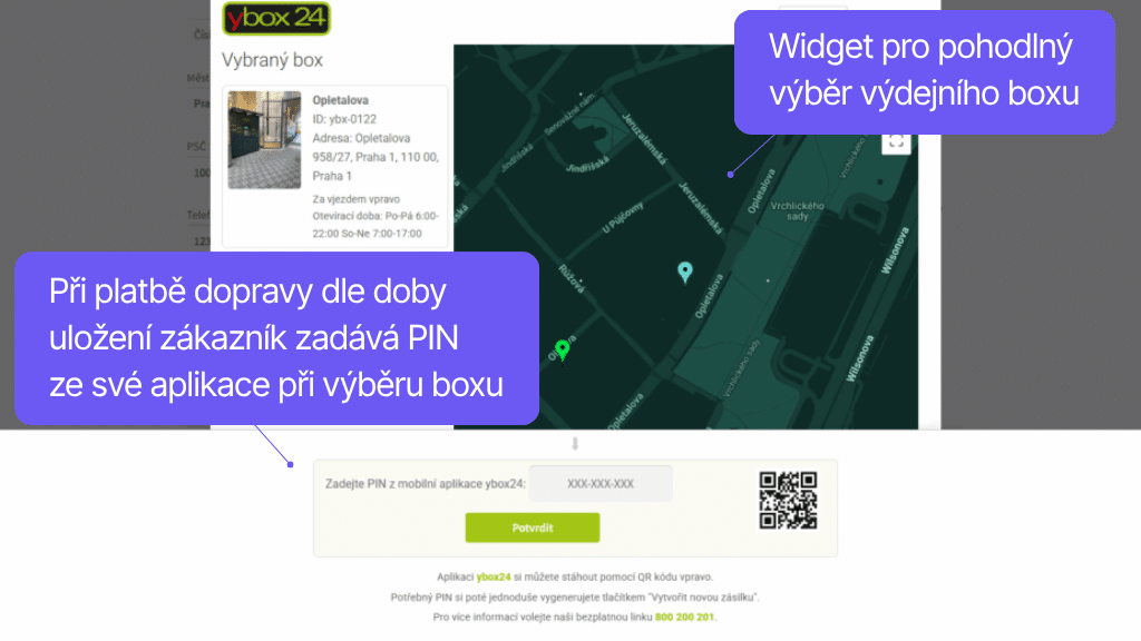 Plugin Toret ybox24 pro WooCommerce - widget s mapou
