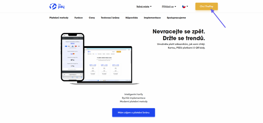 Registrace u poskytovatele platební brány ThePay