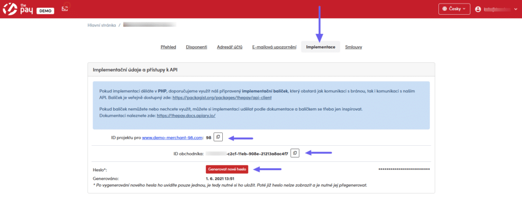 Implementace platební brány ThePay