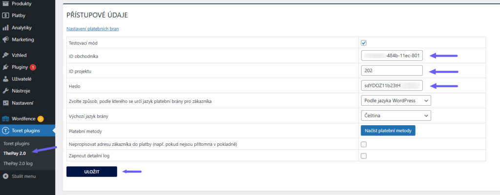 Implementace platební brány ThePay