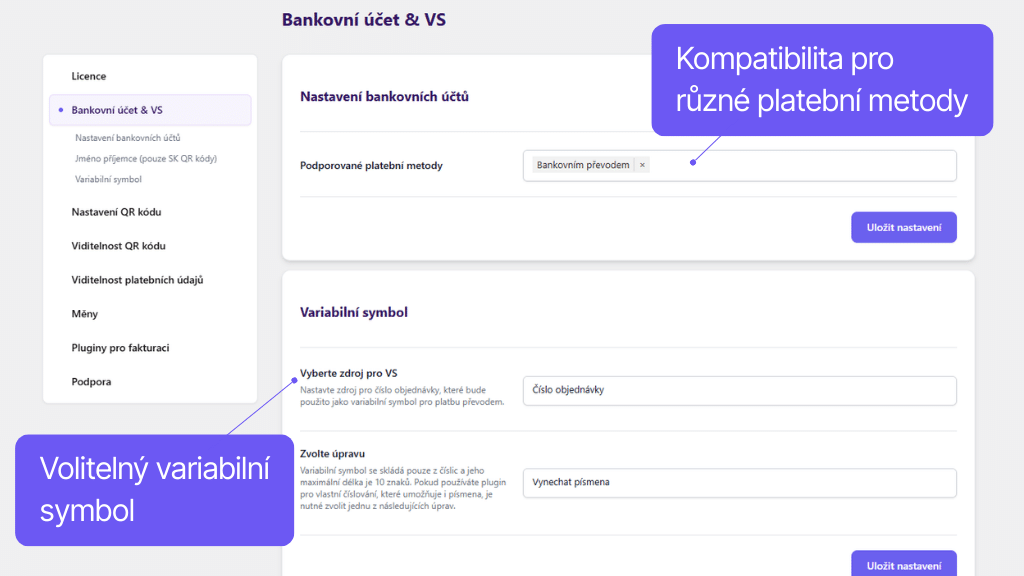 WooCommerce plugin QR kódy - nastavení