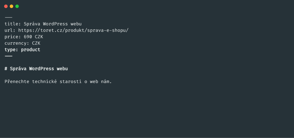 Ukázka funkcí pluginu Toret AI Markdown – markdown verze