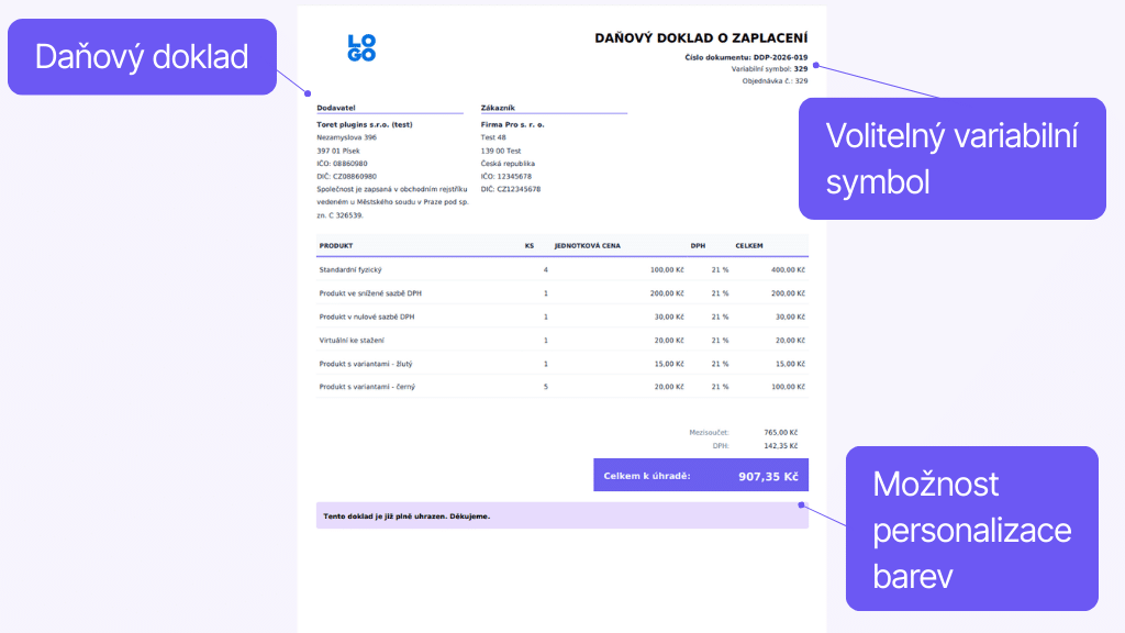 Toret Faktura - daňový doklad