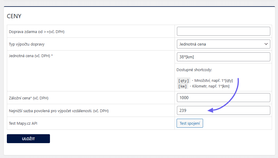 Plugin Vlastní pobočky a doprava - nejnižší sazba pro výpočet ceny dopravy