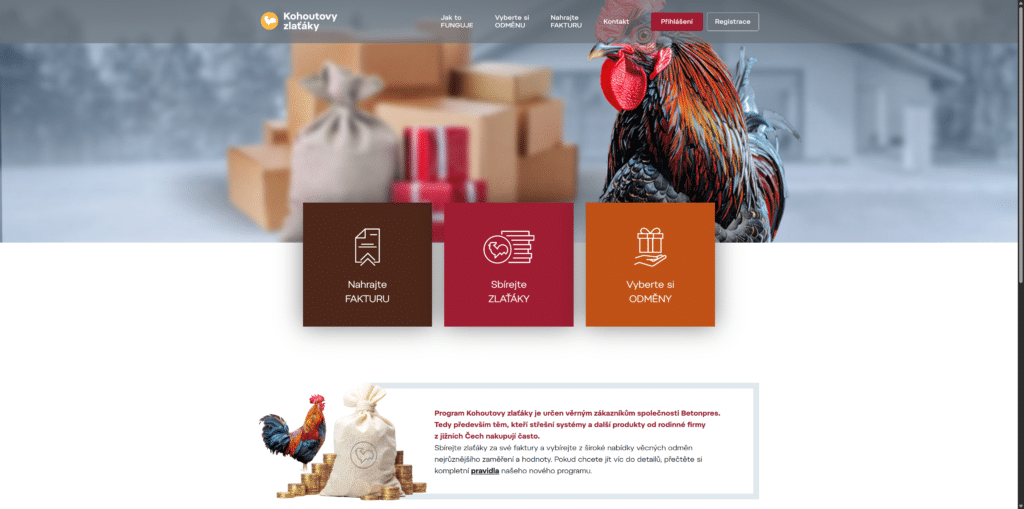 kohoutovyzlataky.cz - tvorba webu a programování systému pro správu benefičního programu